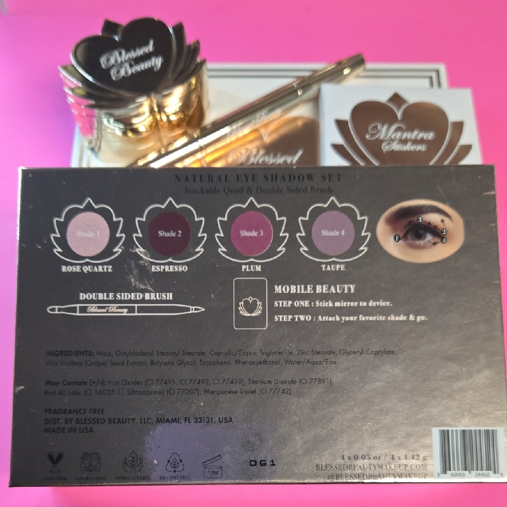 Natural Eye Shadow Palette - Rose Quartz, Espresso, Plum, Taupe